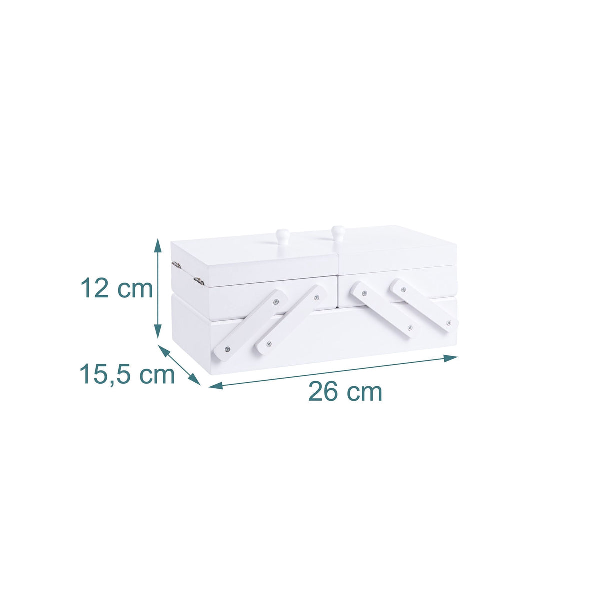 Folding Wooden Sewing Box with 5 Compartments