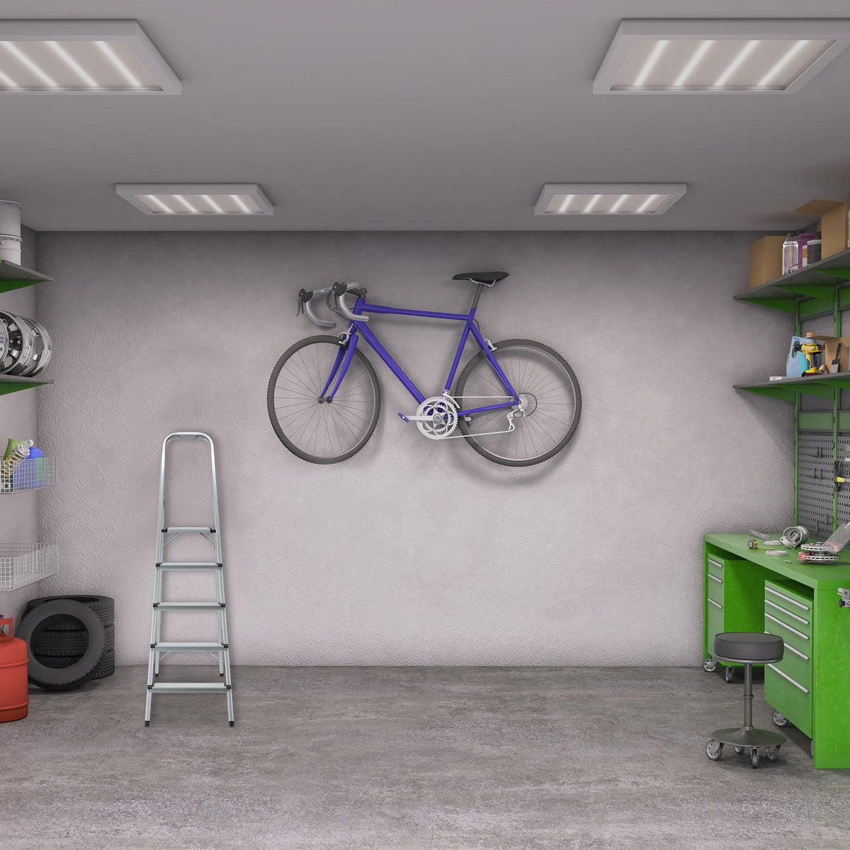 Folding aluminum stepladder