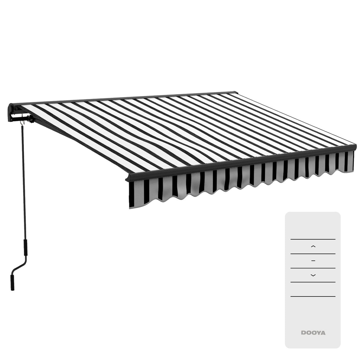 Folding arm awning electric 295 x 250 cm sun protection with UV protection, hand crank, adjustable cassette awning with remote control