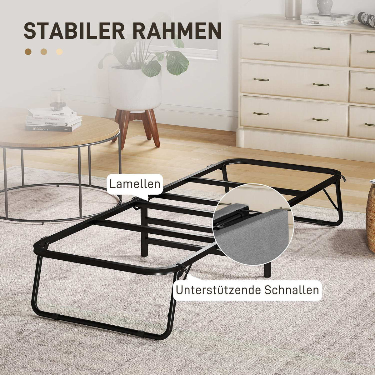 Folding bed 70 x 190 cm folding guest bed with 7cm foam mattress, adjustable headboard, travel bed with wheels, linen look, metal frame for office, guest room, dark gray