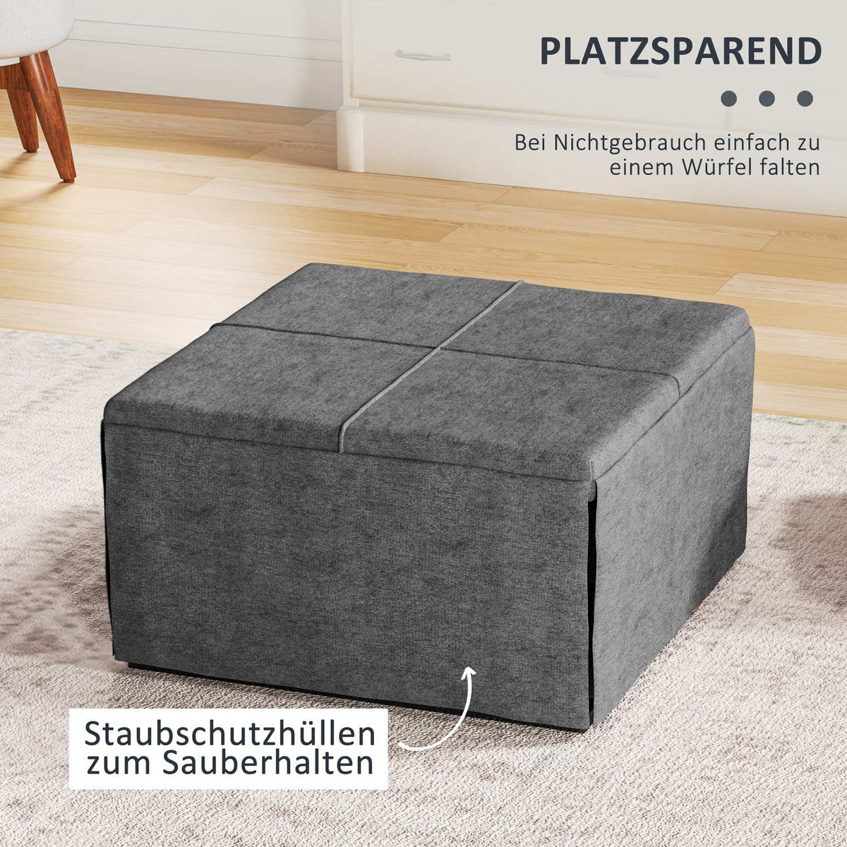Folding bed approx. 190x60 cm guest bed with 8cm foam mattress, foldable travel bed, adult single bed, metal bed can hold up to 120 kg, folding bed for office, guest room, gray