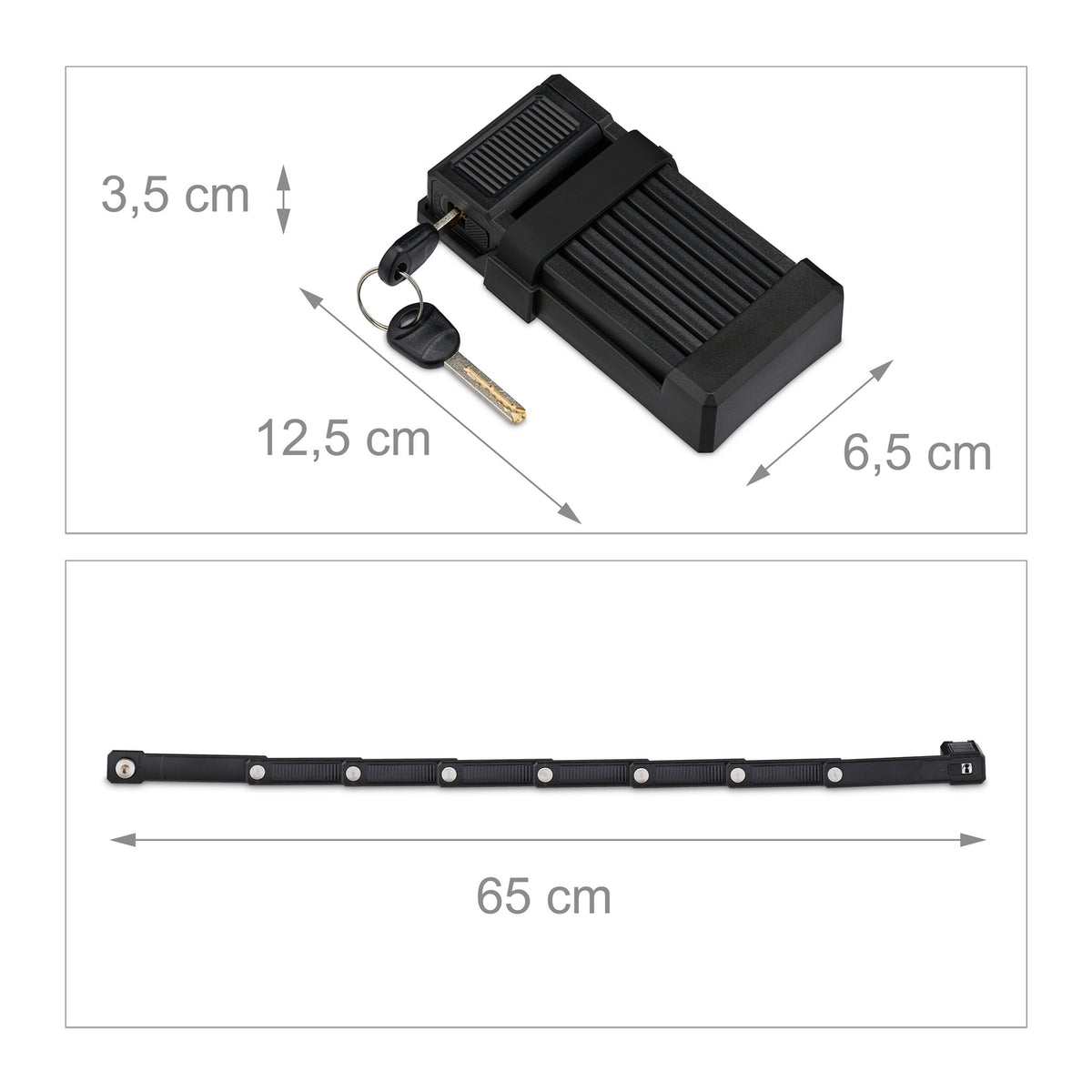 Folding bicycle lock with key