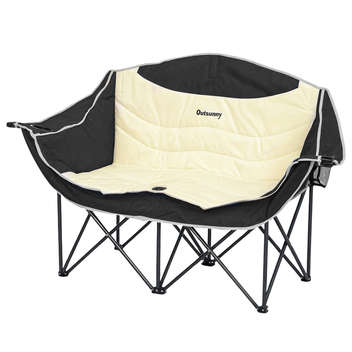 Folding chair 2 seater folding camping chair with cup holder carry bag outdoor folding chair load capacity up to 250kg robust lightly padded fishing chair garden chair for garden camping beach |
