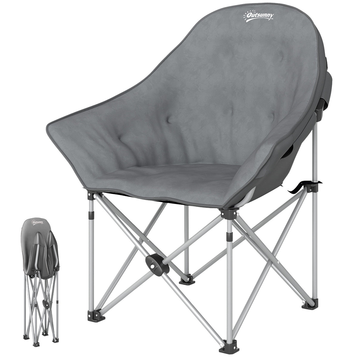 Folding chair, foldable camping chair with side pocket, padded carry bag, outdoor folding chair, load capacity up to 120 kg, robust, lightweight fishing chair, garden chair for garden, camping, beach