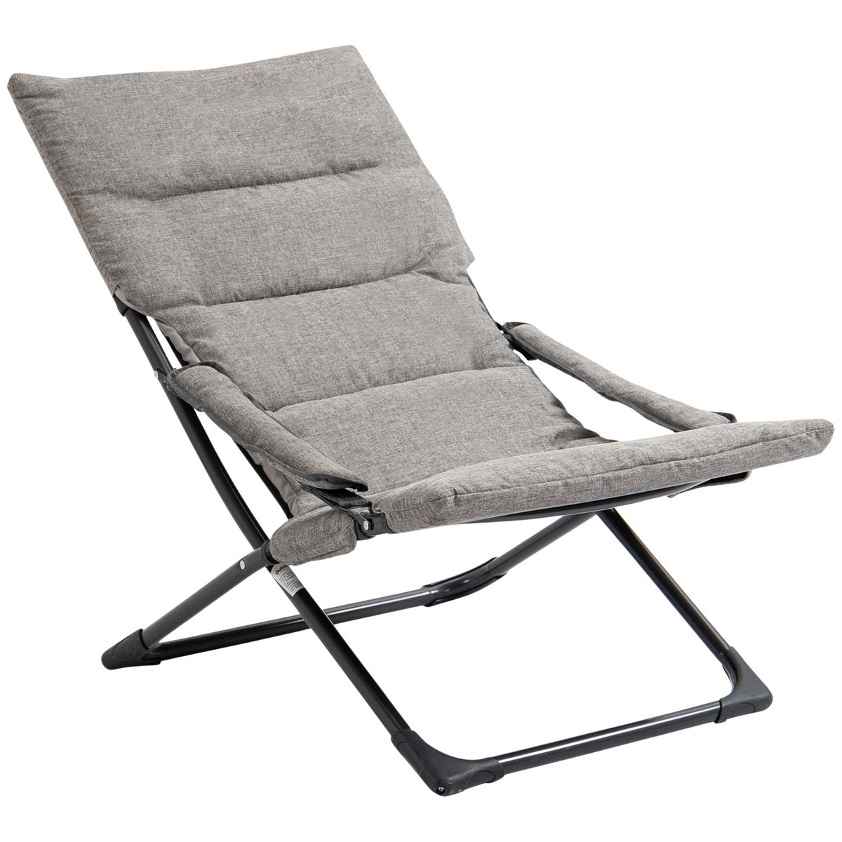 Folding chair with removable cushion, flexible garden chair, camping chair, deck chair, Textilene, steel, gray, 66x94x79 cm for garden, terrace, balcony