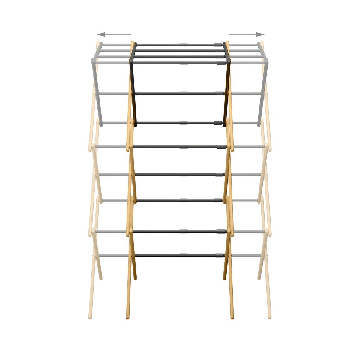 Folding clothes horse in bamboo & metal