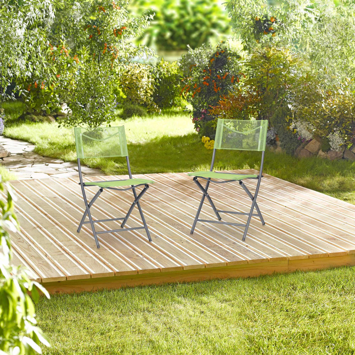 Folding garden chair Set of 2 green