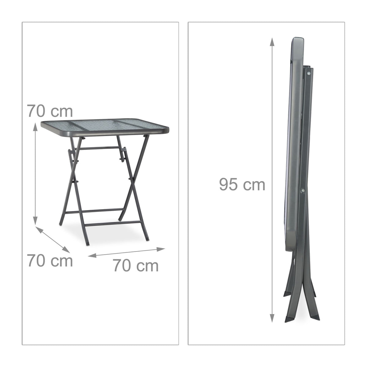 Folding garden table with glass top
