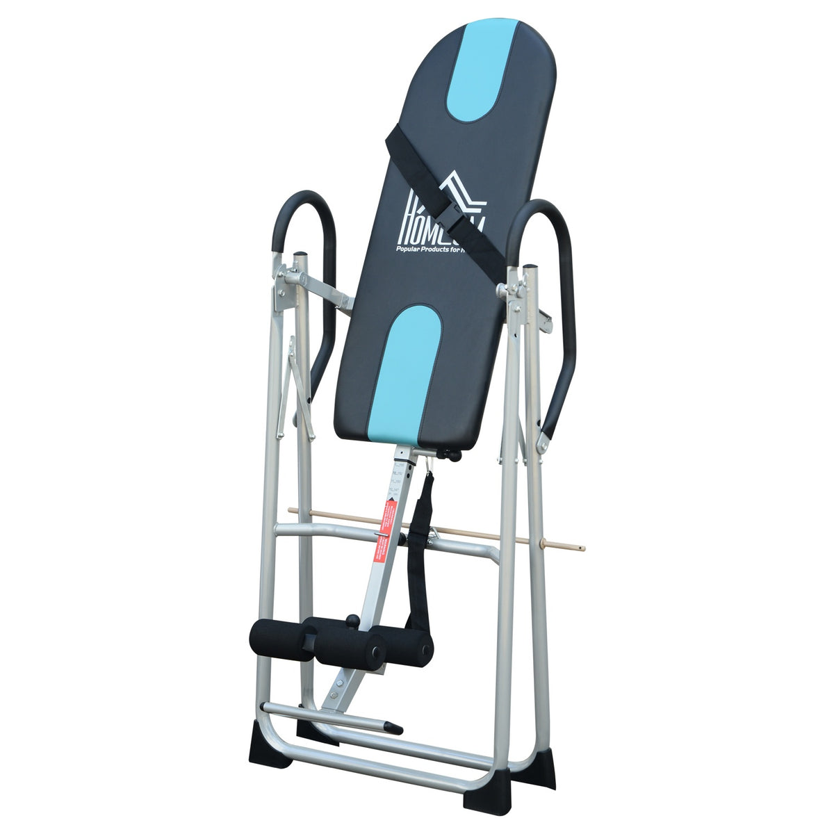 Folding inversion table with adjustable safety belt made of steel in silver-black |
