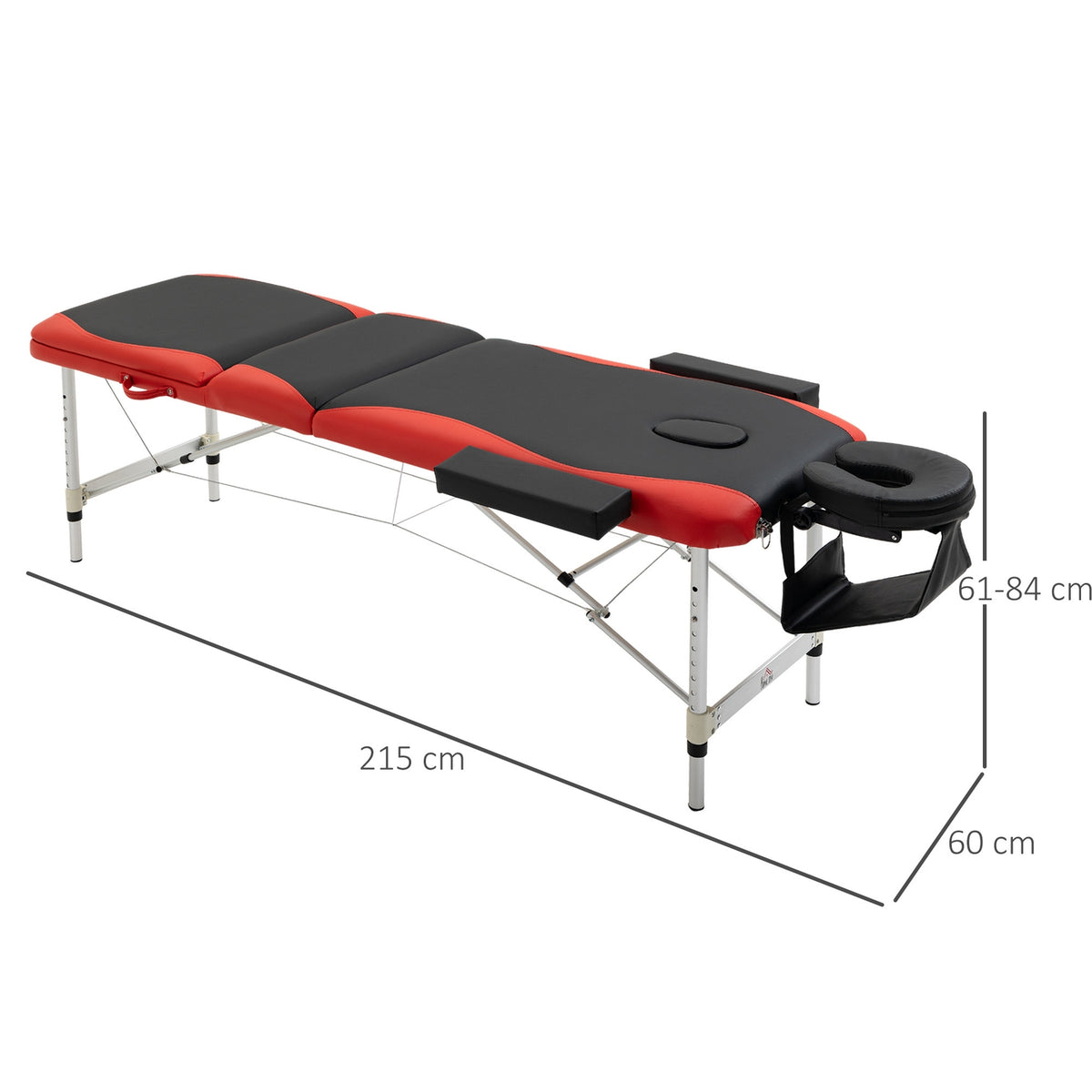 Folding massage tables, height-adjustable massage table with headrest 215 x 60 x 61-84 cm, aluminum & foam, ideal for cosmetics