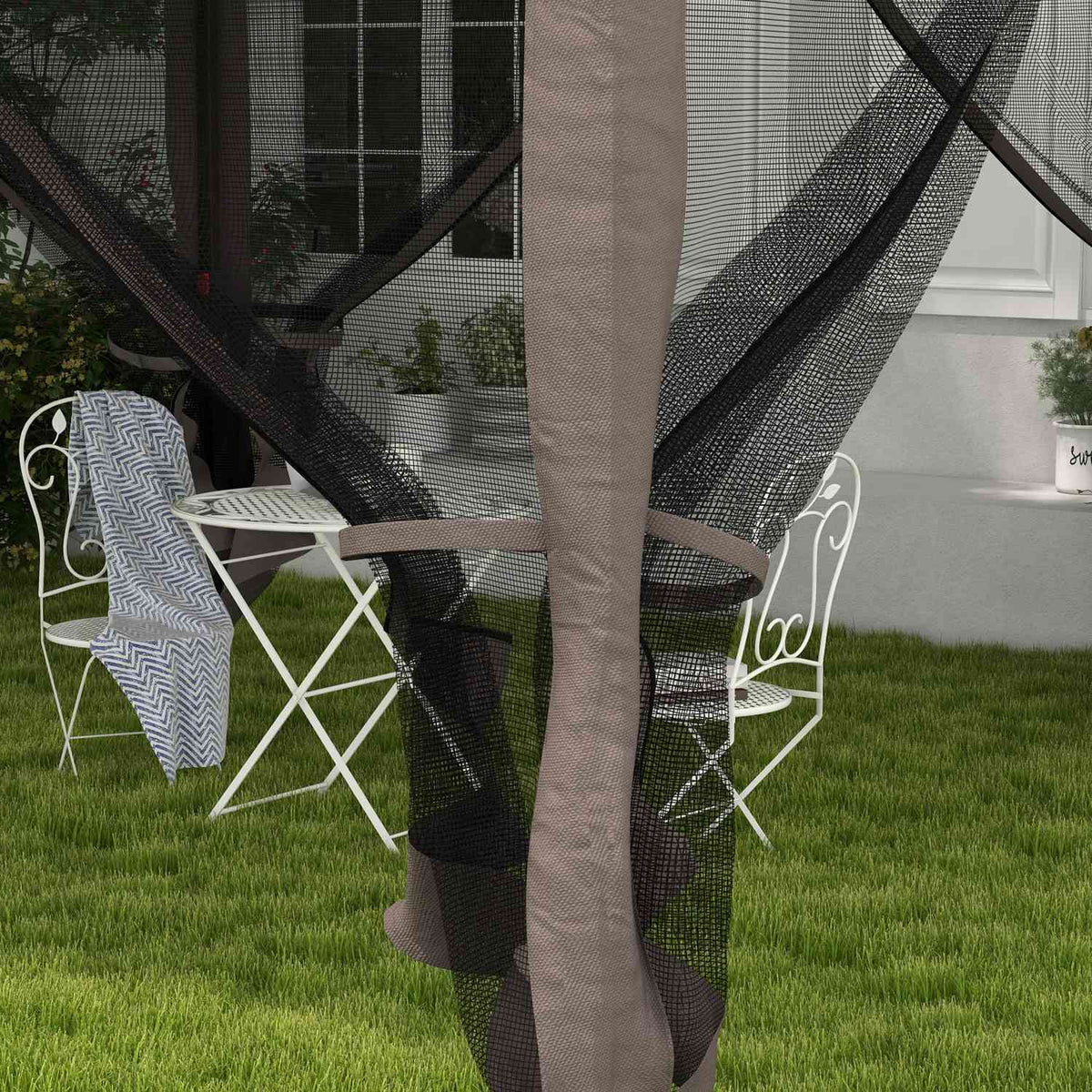 Folding pavilion garden tent with side walls pop-up tent 3.25 x 3.25 x 2.65 m in light gray for garden parties & events