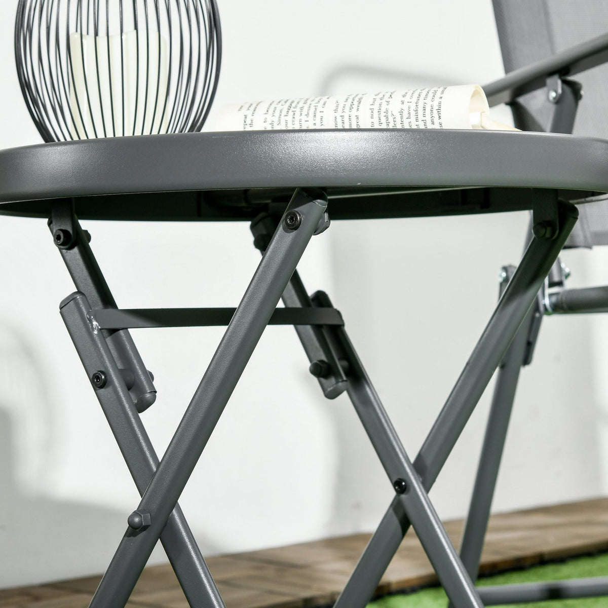 Folding side table, folding table made of glass with marble look, small camping table, round sofa table, balcony table for balcony, terrace, living room, office, 45 x 45 x 50 cm, white