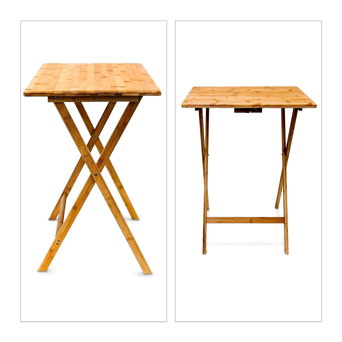 Folding side table in bamboo