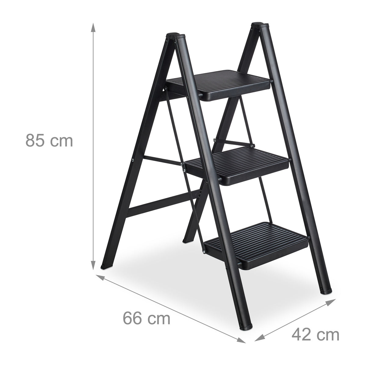 Folding steel stepladder