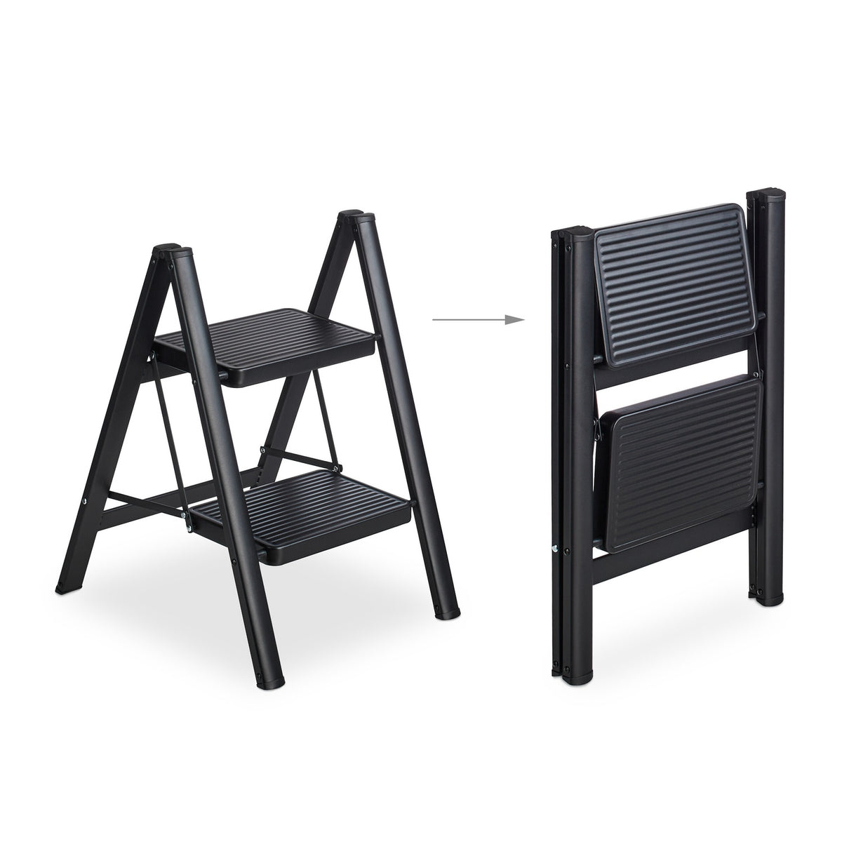 Folding steel stepladder