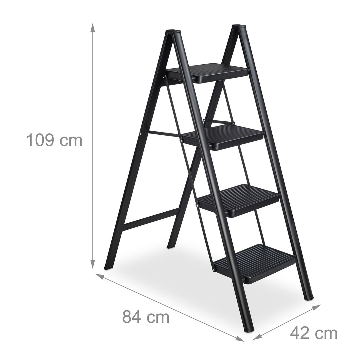 Folding steel stepladder