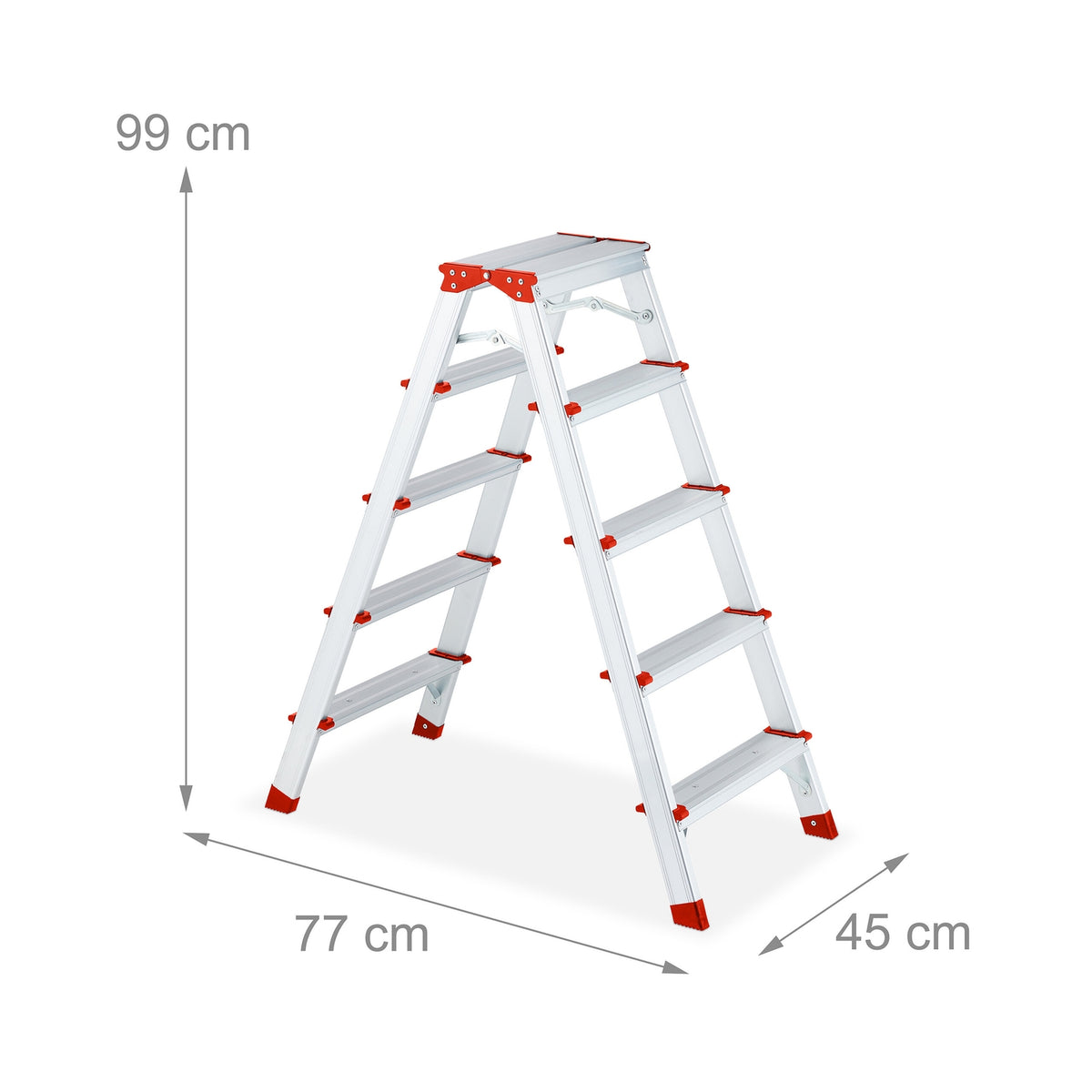 Folding stepladder in aluminium