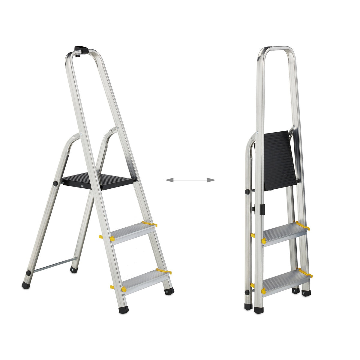 Folding stepladder with support handle