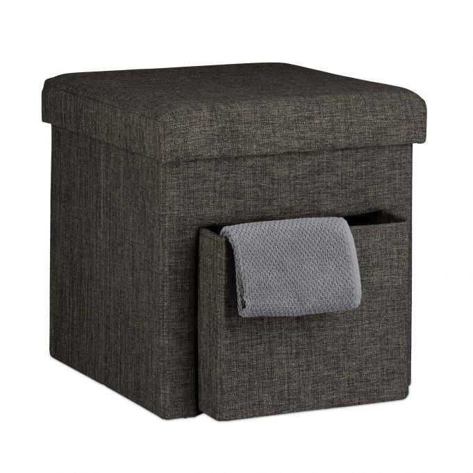Folding stool in linen with compartment