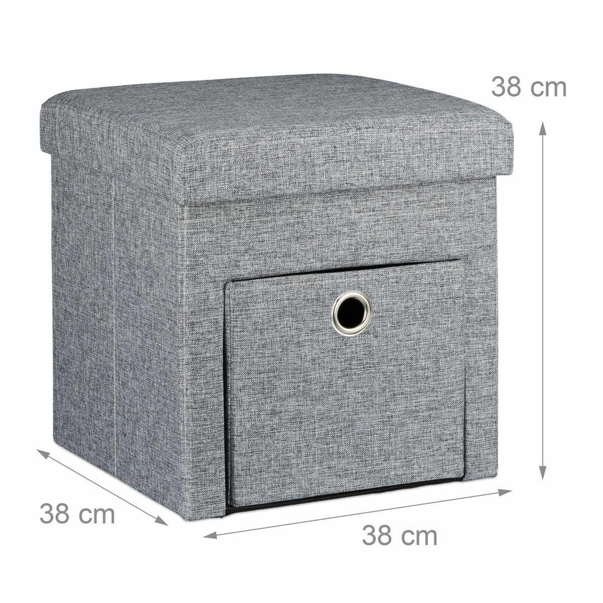 Folding stool in linen with compartment
