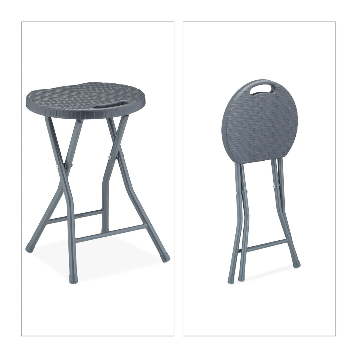 Folding stool in rattan - set of 2