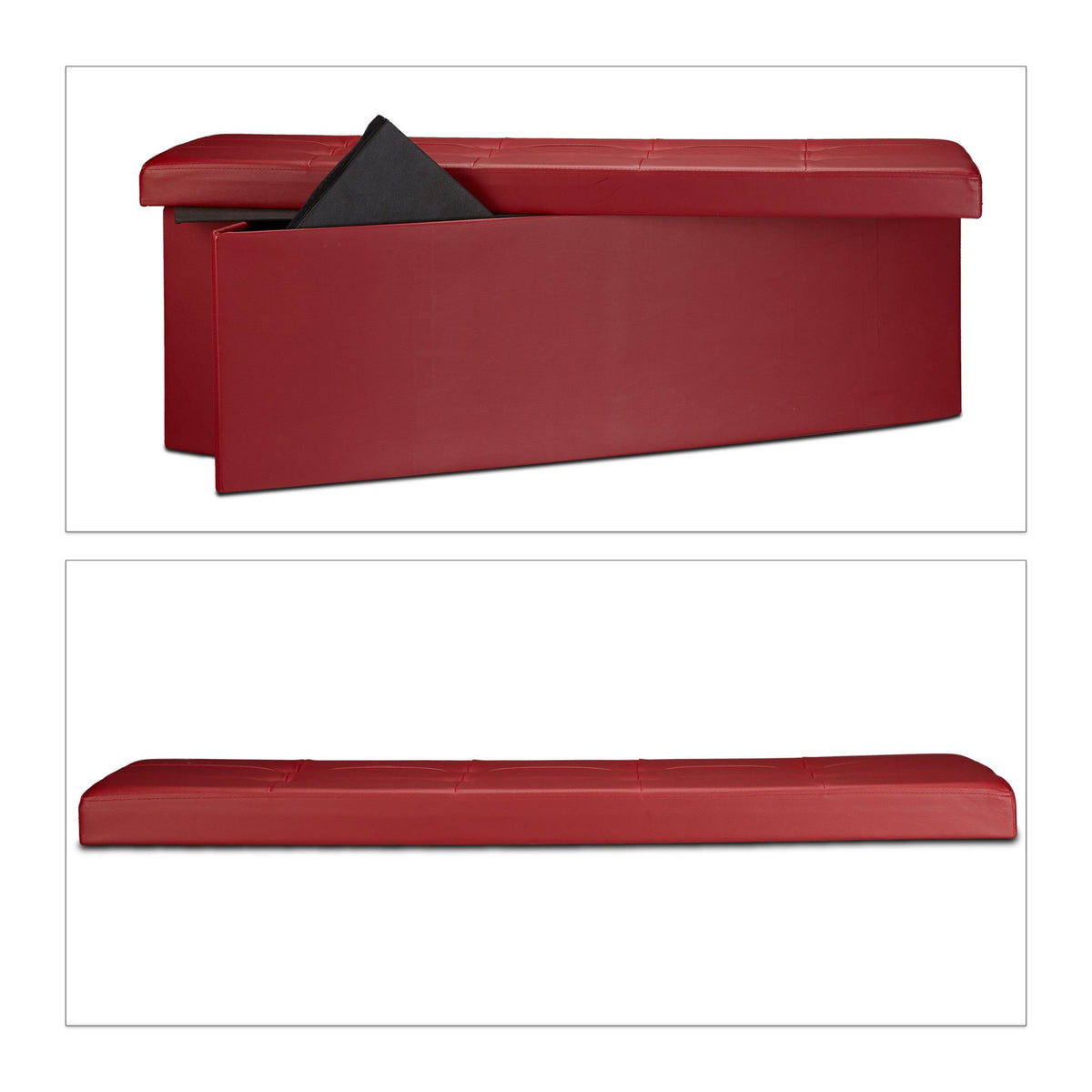 Folding storage bench in artificial leather