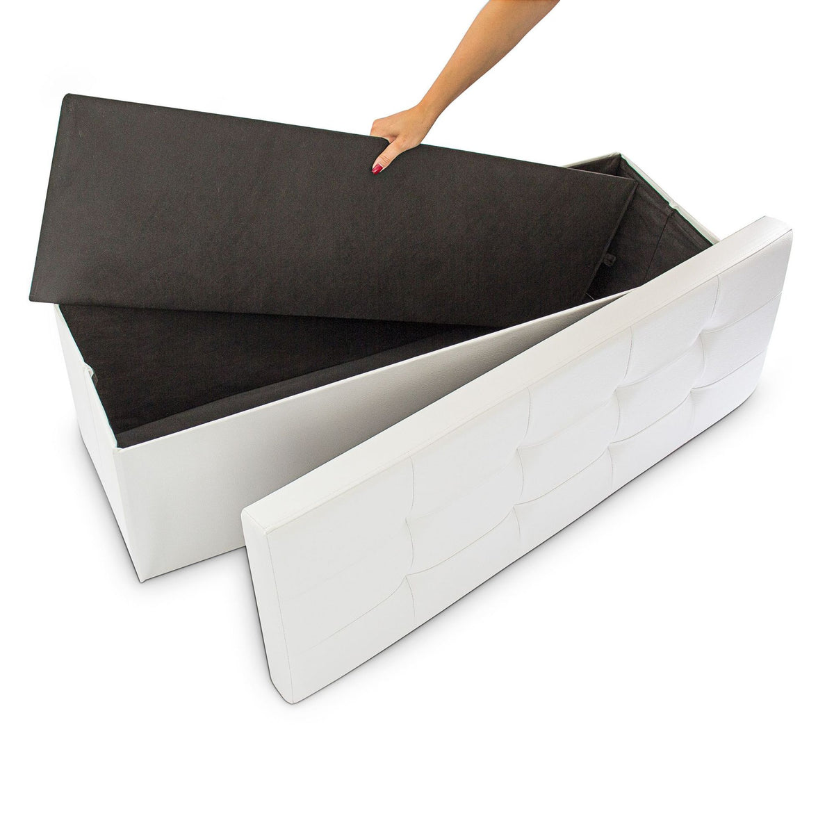 Folding storage bench in artificial leather