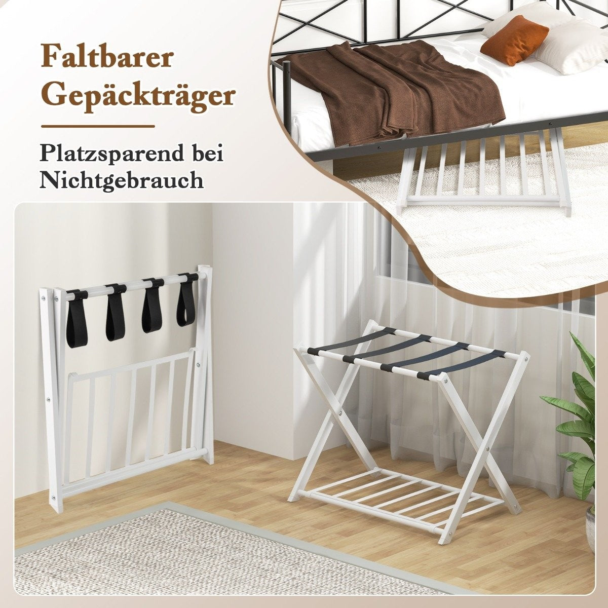 Folding suitcase stand with 2-tier design luggage rack metal luggage rack suitcase rack
