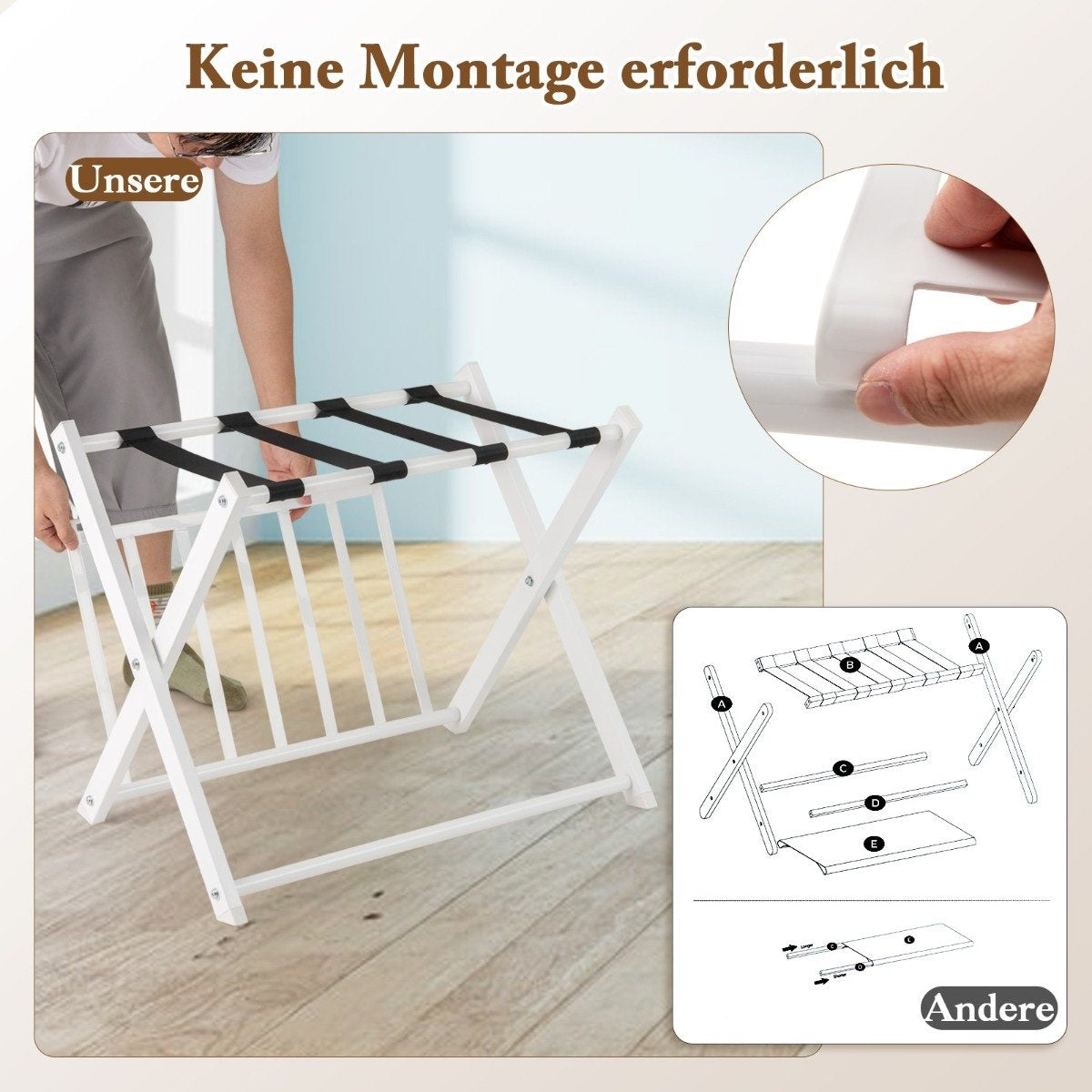 Folding suitcase stand with 2-tier design luggage rack metal luggage rack suitcase rack