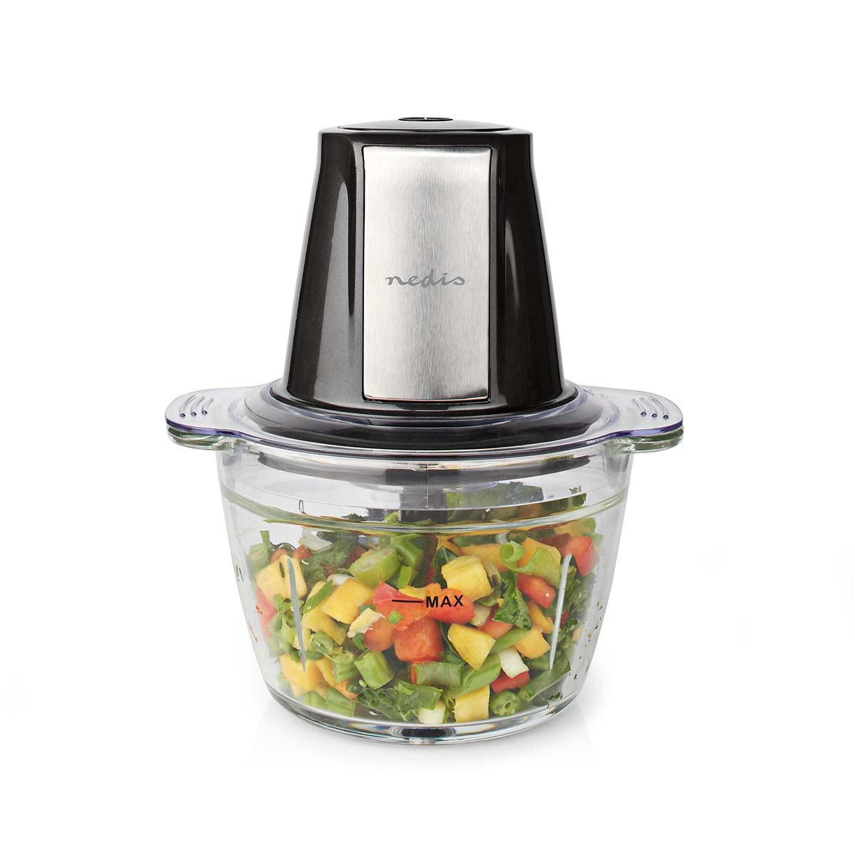 Food Chopper | 500 W | 1 l | Glass | 1 speed setting | Silver / Black