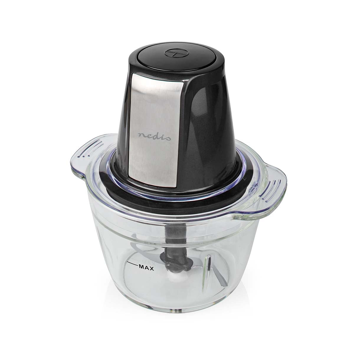 Food Chopper | 500 W | 1 l | Glass | 1 speed setting | Silver / Black