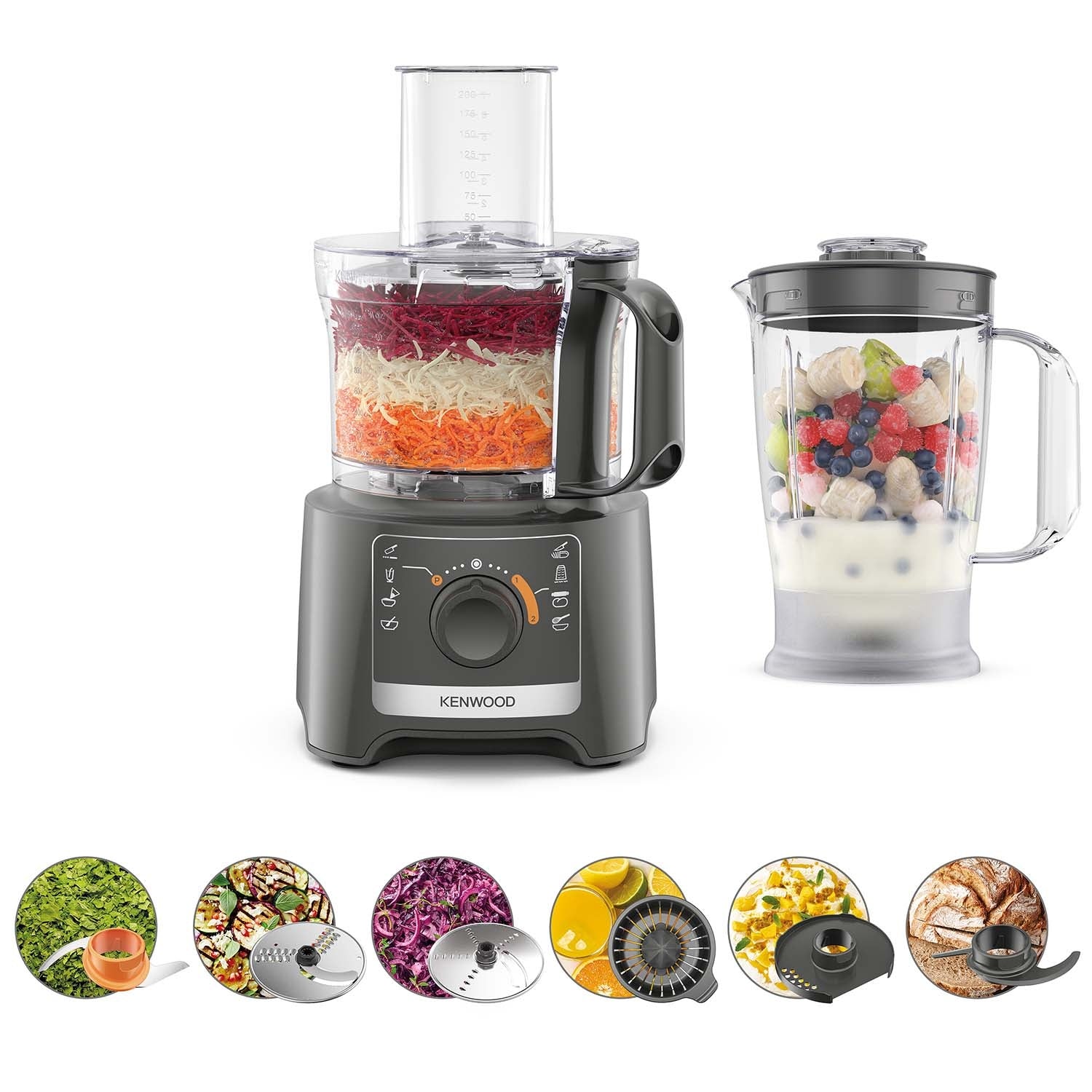 Food Processor, 3.6L, Compact, Grey