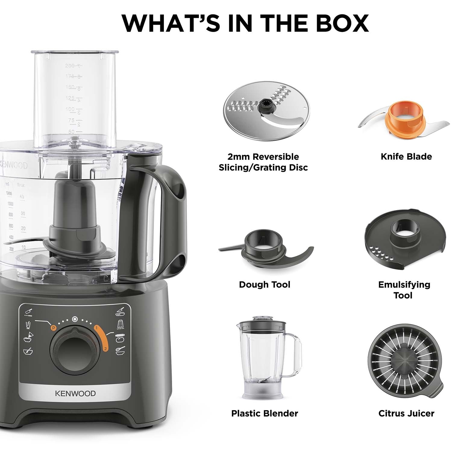 Food Processor, 3.6L, Compact, Grey