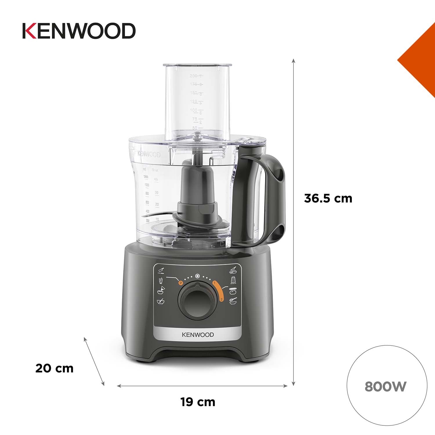 Food Processor, 3.6L, Compact, Grey