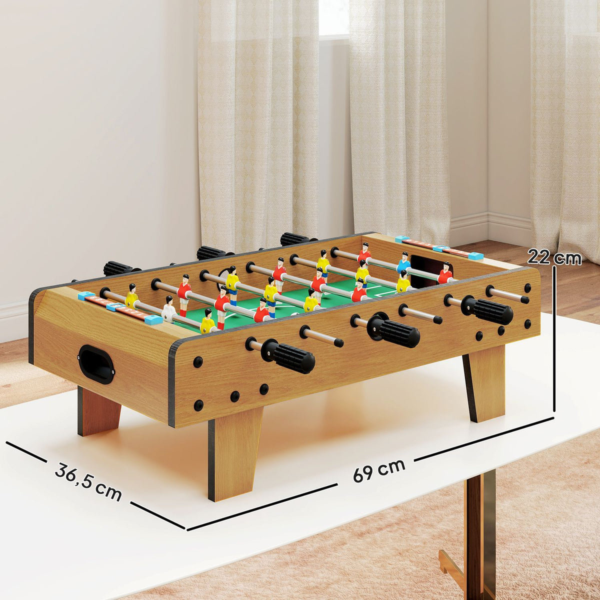 Foosball Table Set, Compact Wood Design, 2 Balls, Scoreboards