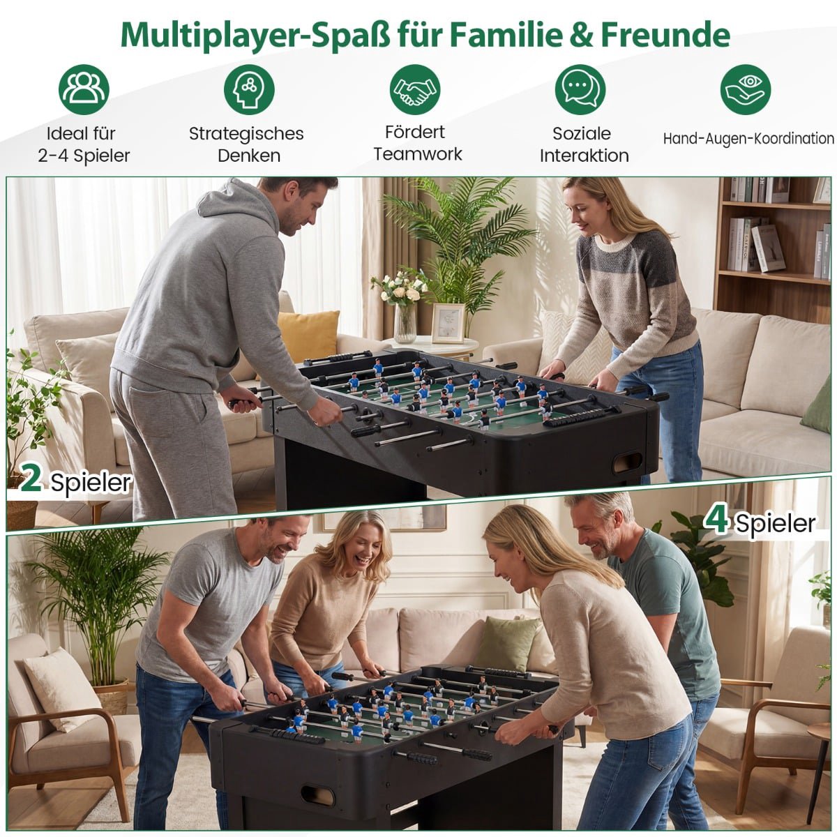 Foosball Table with 22 Players, 2 Balls, Score Counters