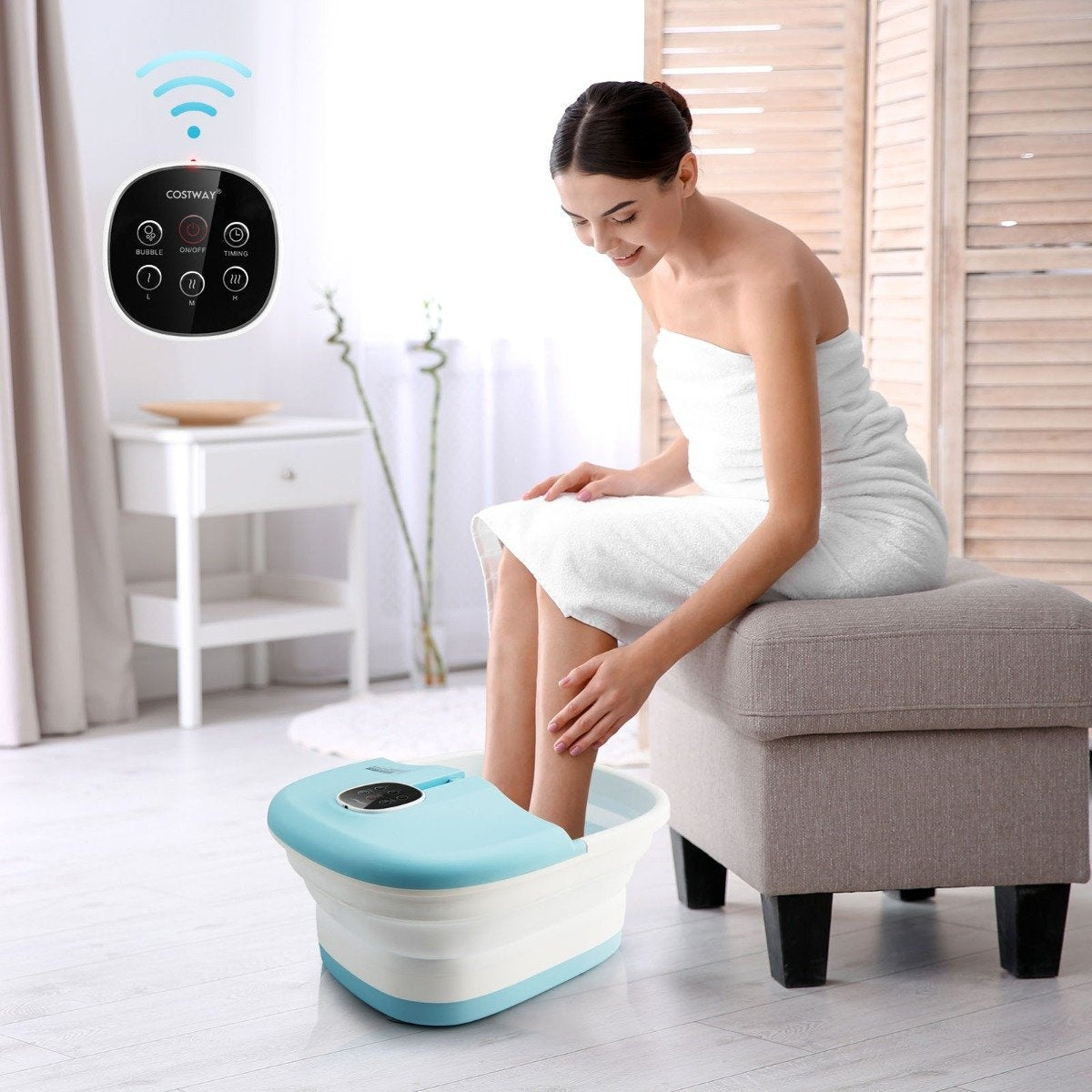 Foot Bath Massager Foldable Electric Foot Bath Heater 33.5 x 41 x 20.5 cm Blue