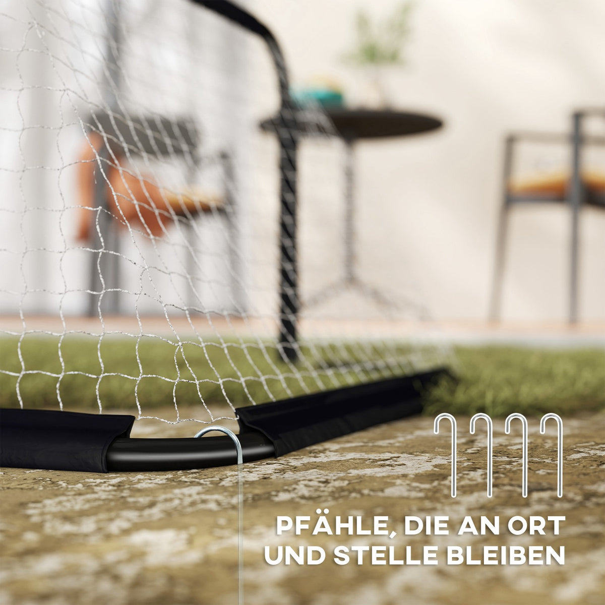 Football Goal Set of 2 Folding Football Goals with Metal Frame for Children and Adults, Garden, 90 x 36 x 60 cm, Black