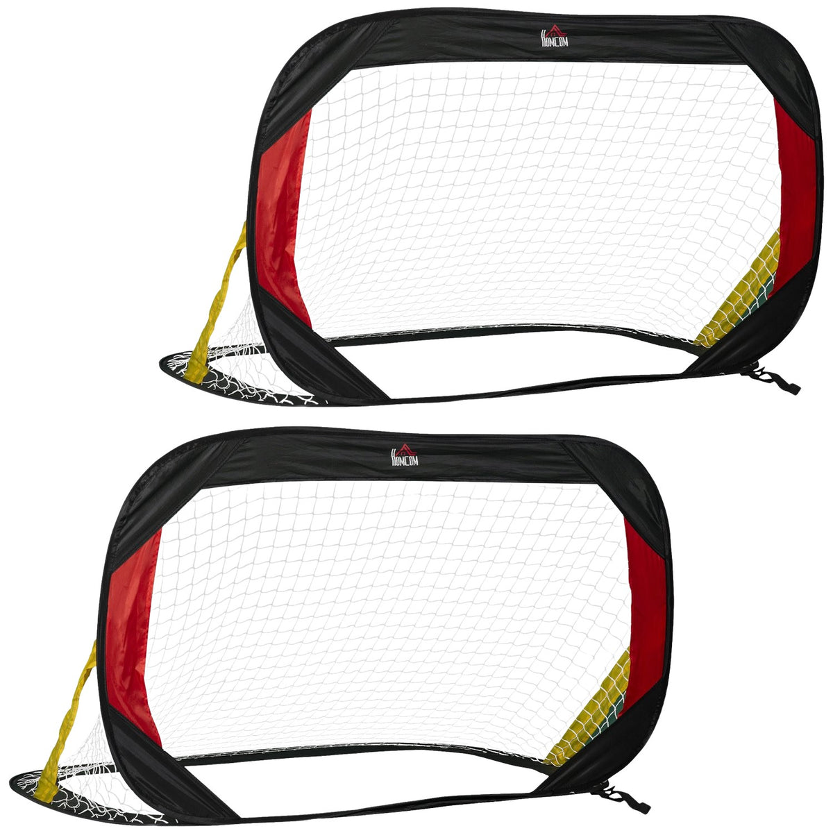 Football Goals Set Of 2 Football Net Mini Goals Foldable For The Garden Or Park For Children And Adults Steel Polyester Black 186 X 90 X 89 Cm