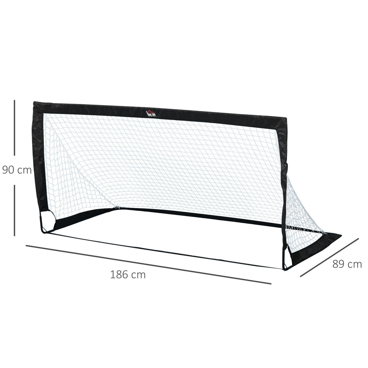 Football Goals Set Of 2 Mini Goals, Foldable Made Of Steel And Tetrolon, Black, 186X90X89 Cm