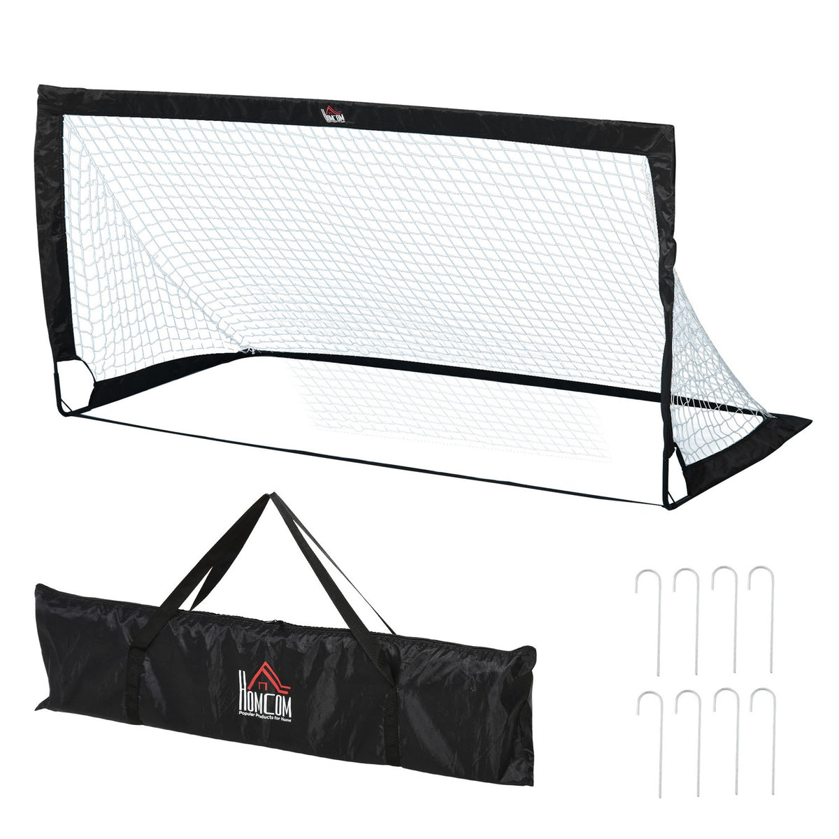 Football Goals Set Of 2 Mini Goals, Foldable Made Of Steel And Tetrolon, Black, 186X90X89 Cm