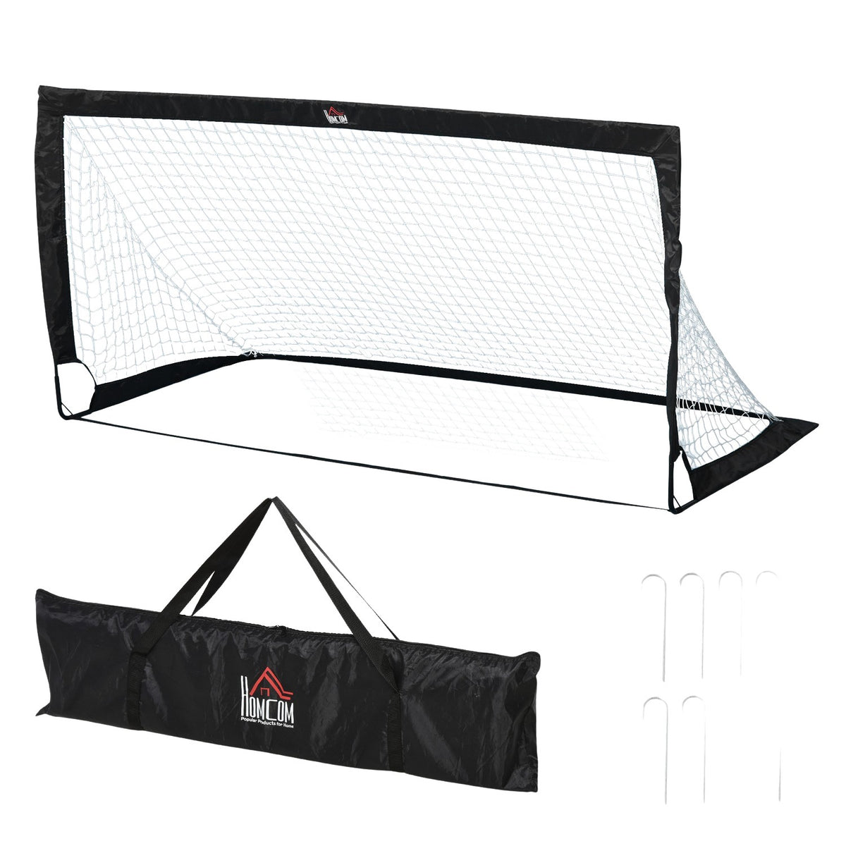 Football Goals Set Of 2 Mini Goals, Foldable Made Of Steel And Tetrolon, Black, 186X90X89 Cm