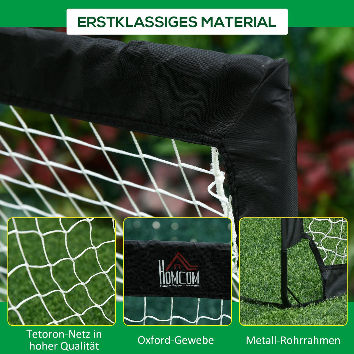 Football Goals Set Of 2 Mini Goals, Foldable Made Of Steel And Tetrolon, Black, 186X90X89 Cm