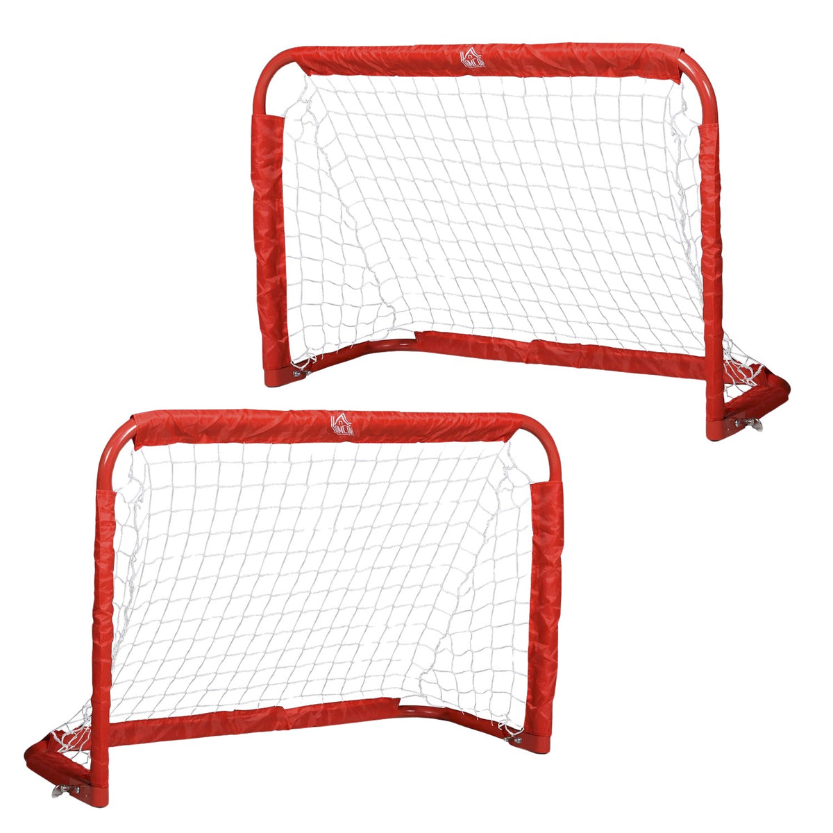 Football Goals Set Of 2 Mini Goals, Foldable Made Of Steel (Q195) And Tetrolon, Red, 90X36X60 Cm