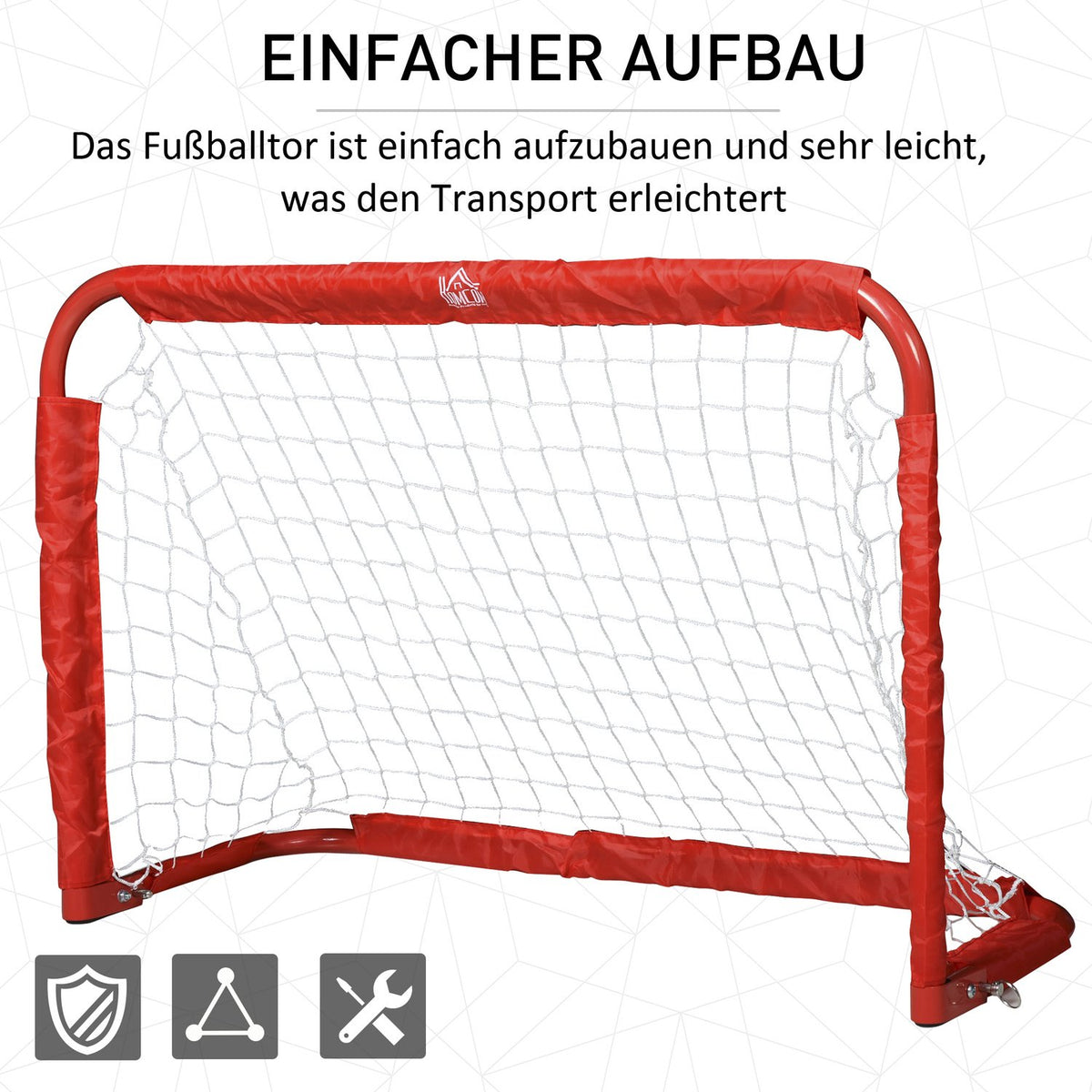 Football Goals Set Of 2 Mini Goals, Foldable Made Of Steel (Q195) And Tetrolon, Red, 90X36X60 Cm