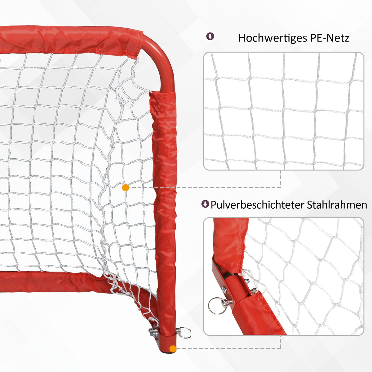 Football Goals Set Of 2 Mini Goals, Foldable Made Of Steel (Q195) And Tetrolon, Red, 90X36X60 Cm