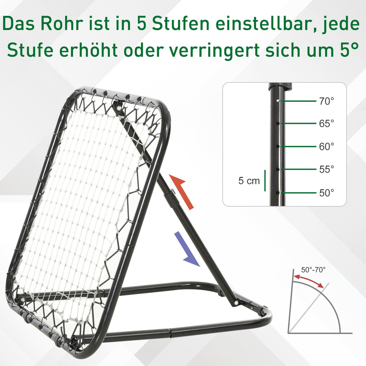 Football Rebounder Foldable Kickback Goal Rebound Wall 5 Levels Baseball Basketball Metal Black 78X84X65-78Cm