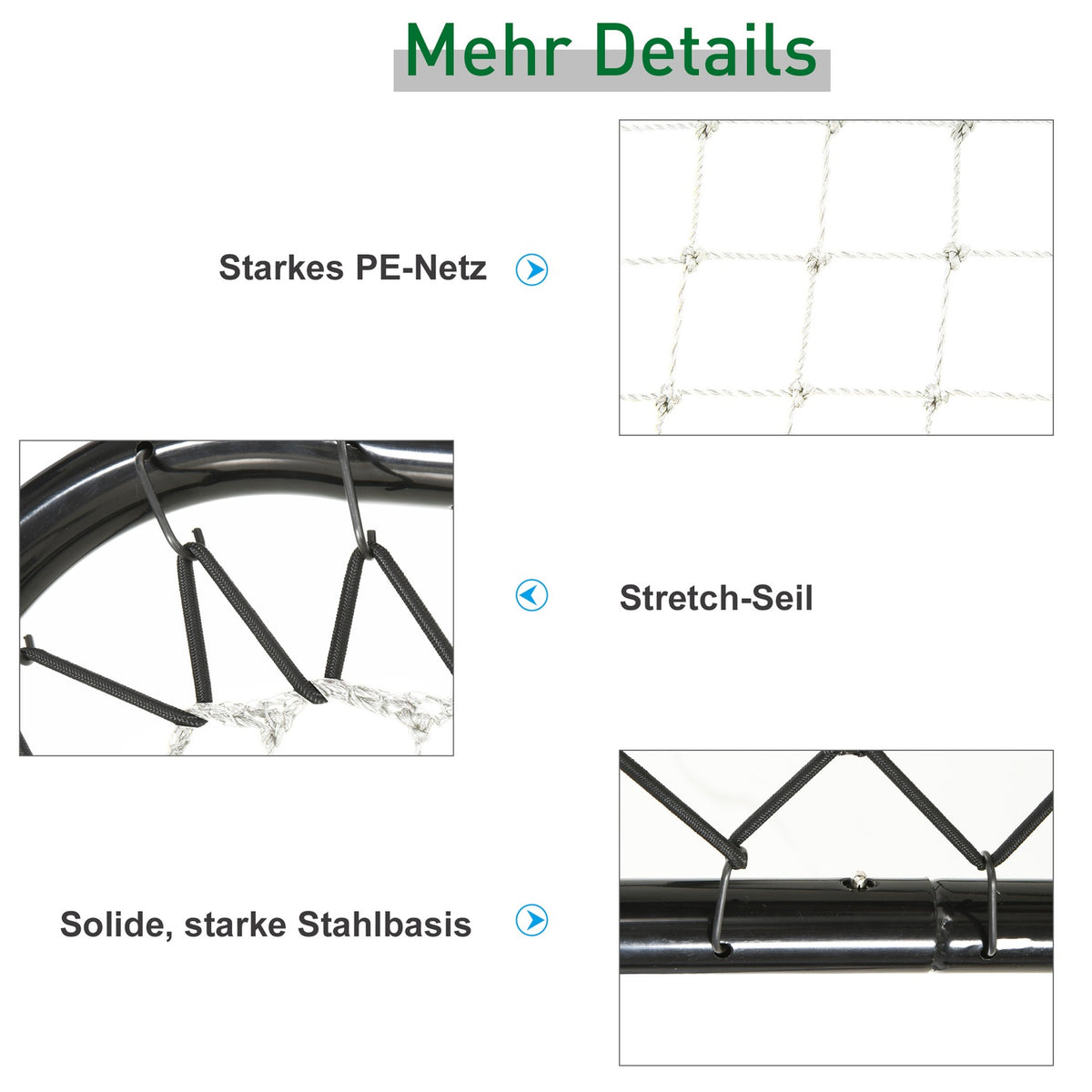Football Rebounder Foldable Kickback Goal Rebound Wall 5 Levels Baseball Basketball Metal Black 78X84X65-78Cm