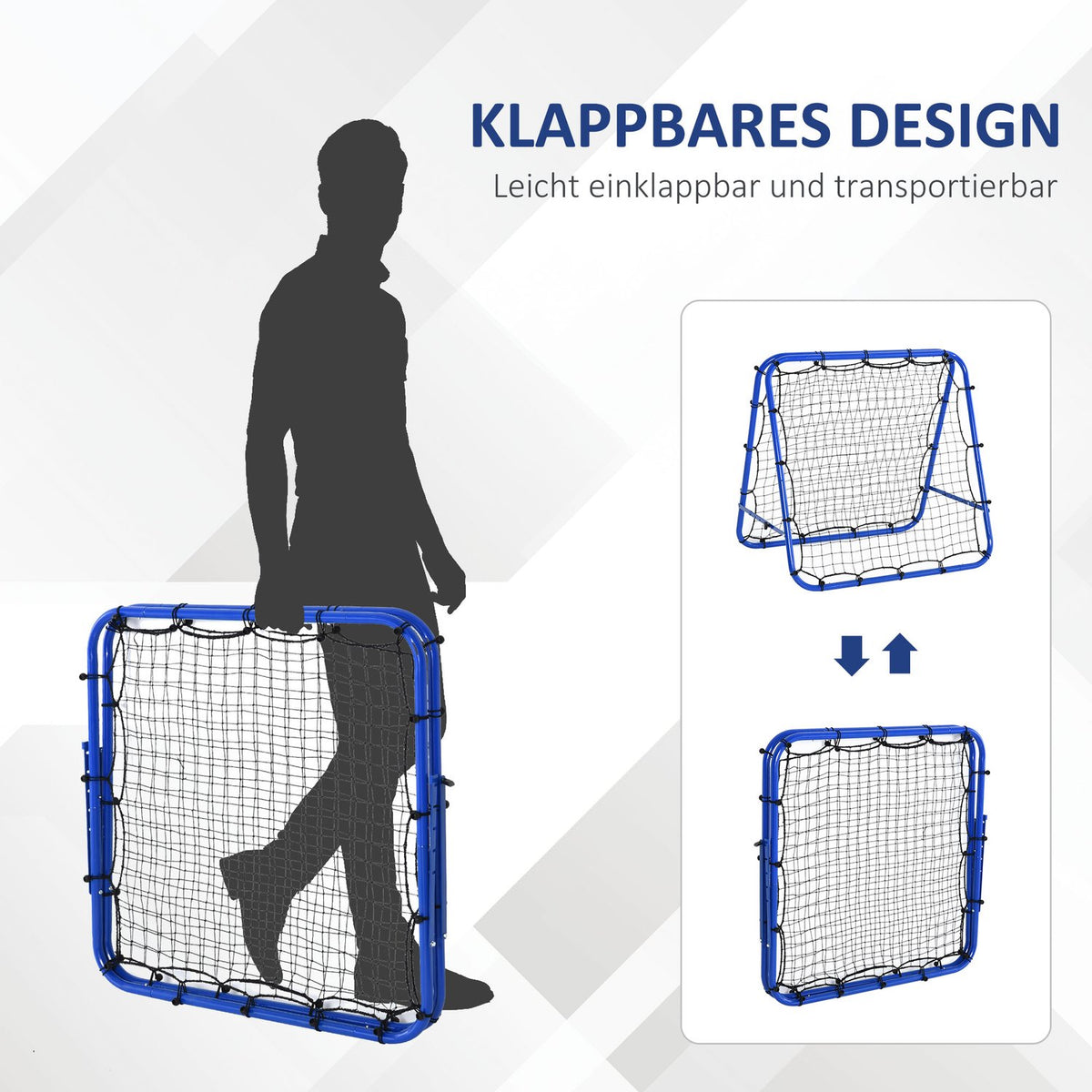 Football Rebounder Kickback Goal Rebound Wall Net Double-Sided Rebound Adjustable In 5 Levels Steel Blue 100 X 95 X 90 Cm