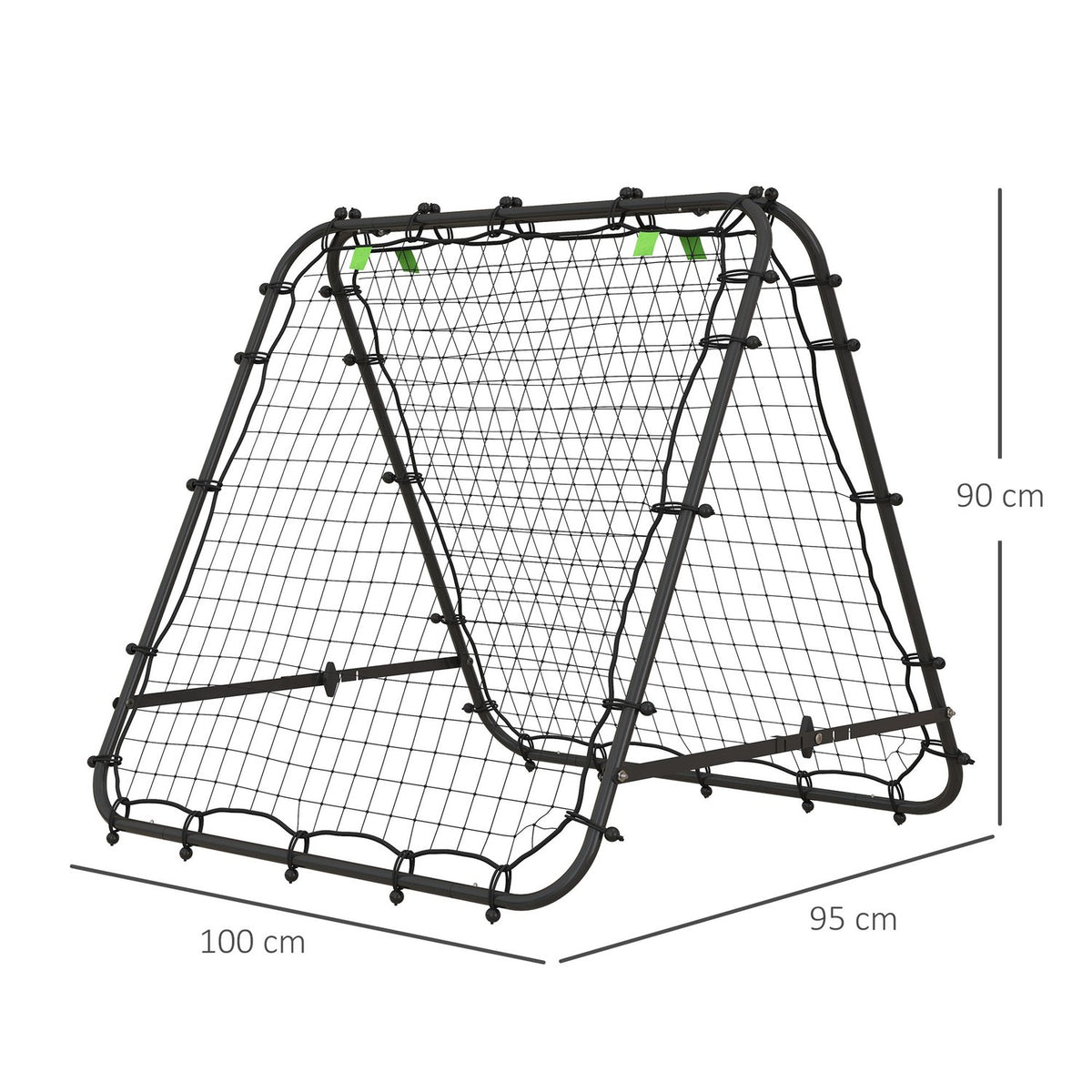 Football Rebounder Kickback Goal Rebound Wall Net Double-Sided Rebound Adjustable in 5 Levels for Football Training Steel Black 100 x 95 x 90 cm